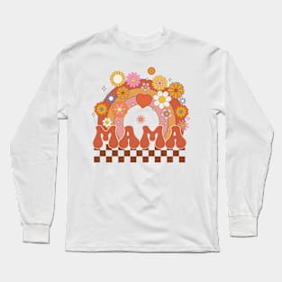 Retro Groovy Mama Matching Family Mother's Day Party Long Sleeve T-Shirt